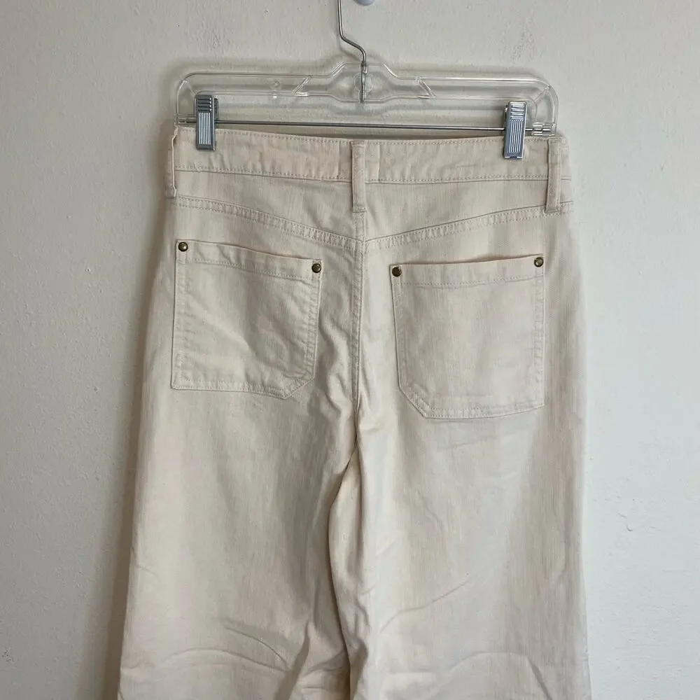 Maeve by Anthropologie Wide Leg Jeans Trouser Cream Women's Size 28 - Picture 5 of 7